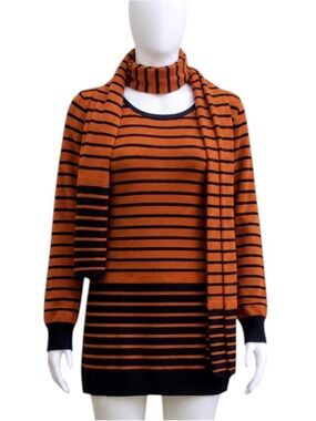 Conrad C collection Vintage 1960s two-tone striped knit sweater tunic-dress -S/P
